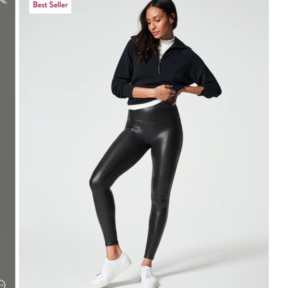 Spanx Faux Leather Leggings size large. Like new